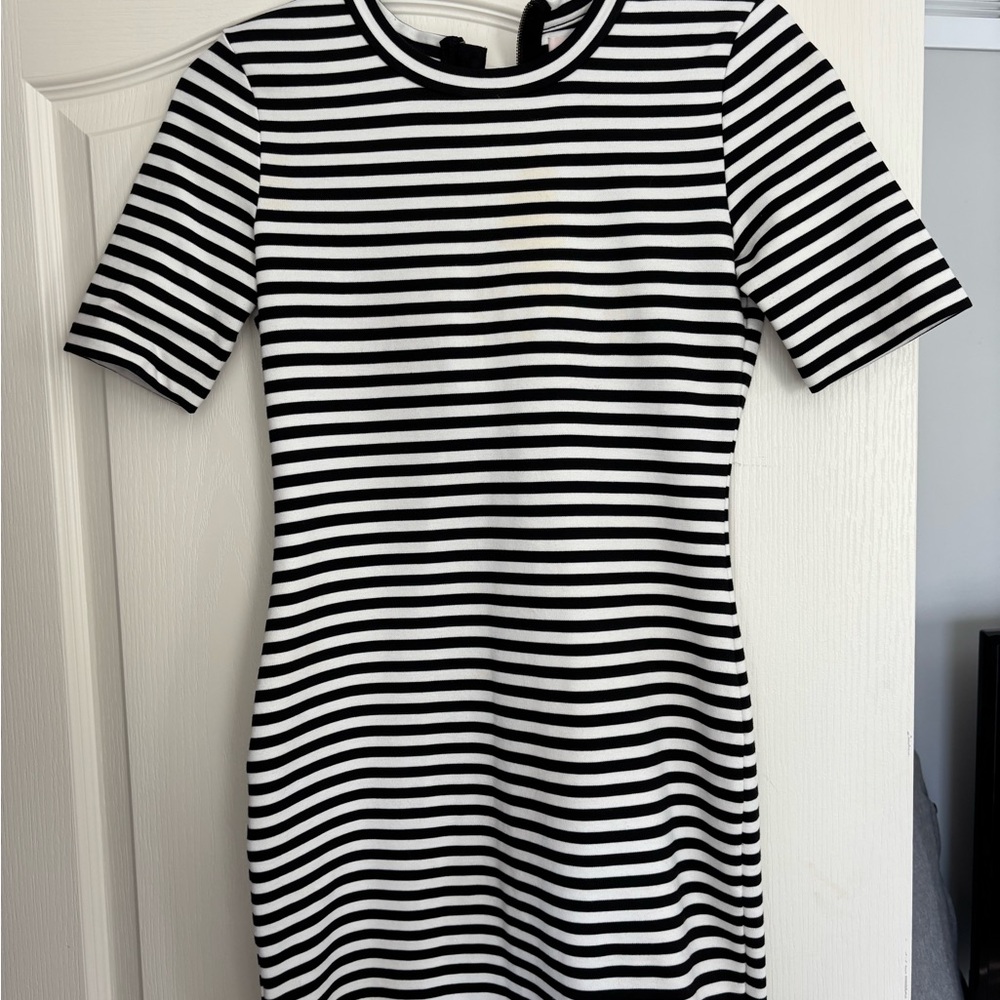 Sunday Best Black and White Striped Mini Dress